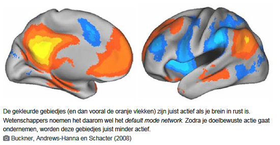 het default mode network is actief als we lummelen